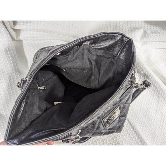 NINE WEST! LUXE BLACK QUILTED LARGE SIZED PURSE, TOTE, HANDBAG- GORGEOUS! - Picture 8 of 11